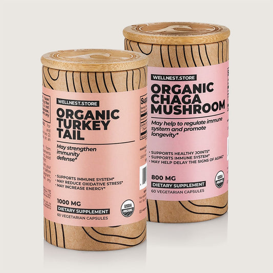 Immunity Bundle: Organic Turkey Tail (60ct) + Organic Chaga Mushroom (60ct)